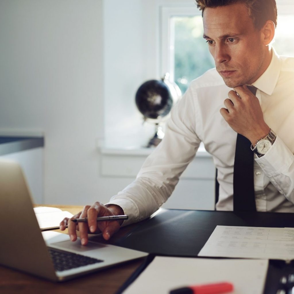 A worker going over something