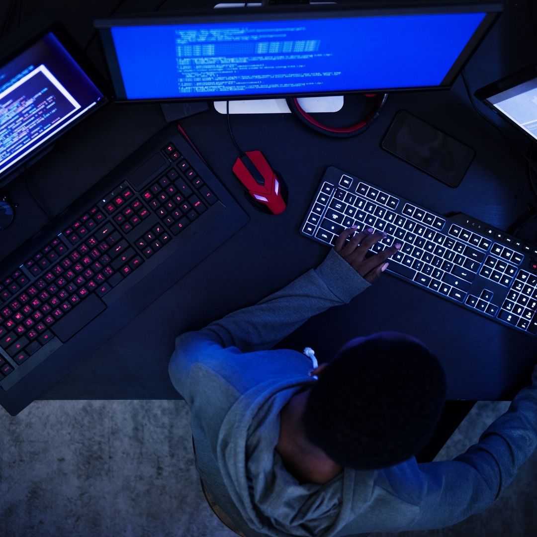 A person coding 